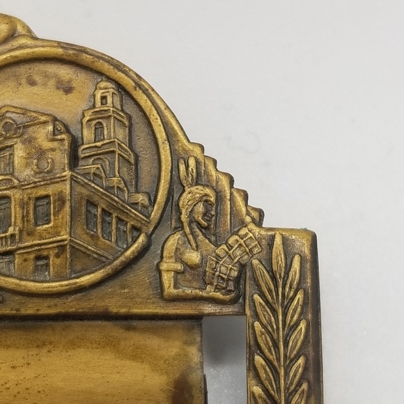 Boston Ma Antique Art Deco Metal Name Tag C Clasp Pin 20s State House 1.5"X1.75" - Picture 9 of 12